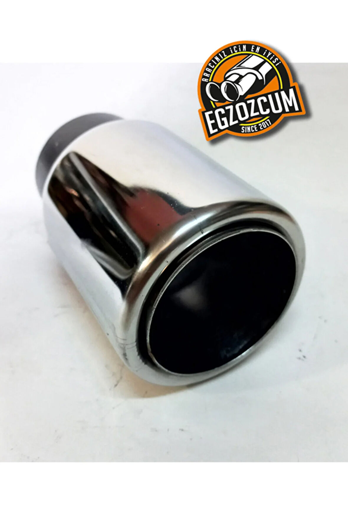 Paslanmaz Krom tekli 76 mm. Önü düz içi borulu yuvarlak Egzoz eksoz ucu