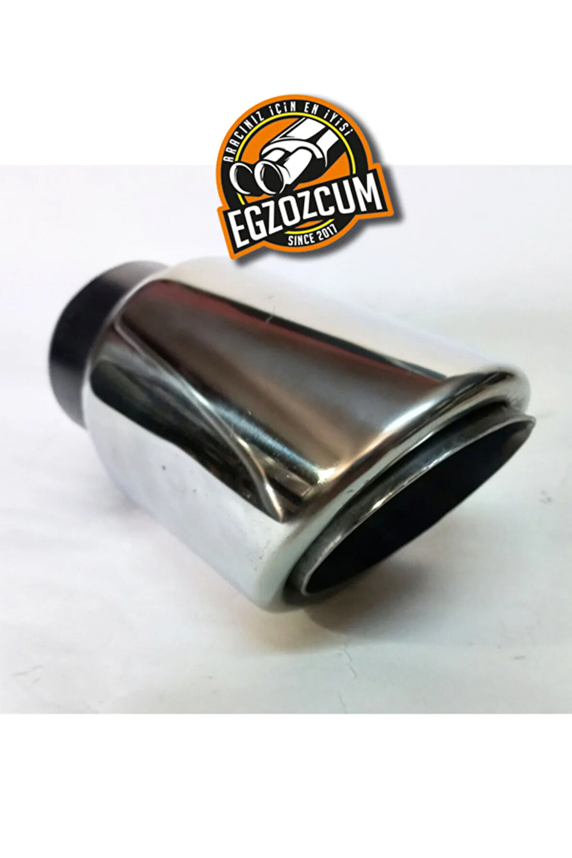 Paslanmaz Krom tekli 76 mm.  Önü kesik içi borulu yuvarlak Egzoz eksoz ucu