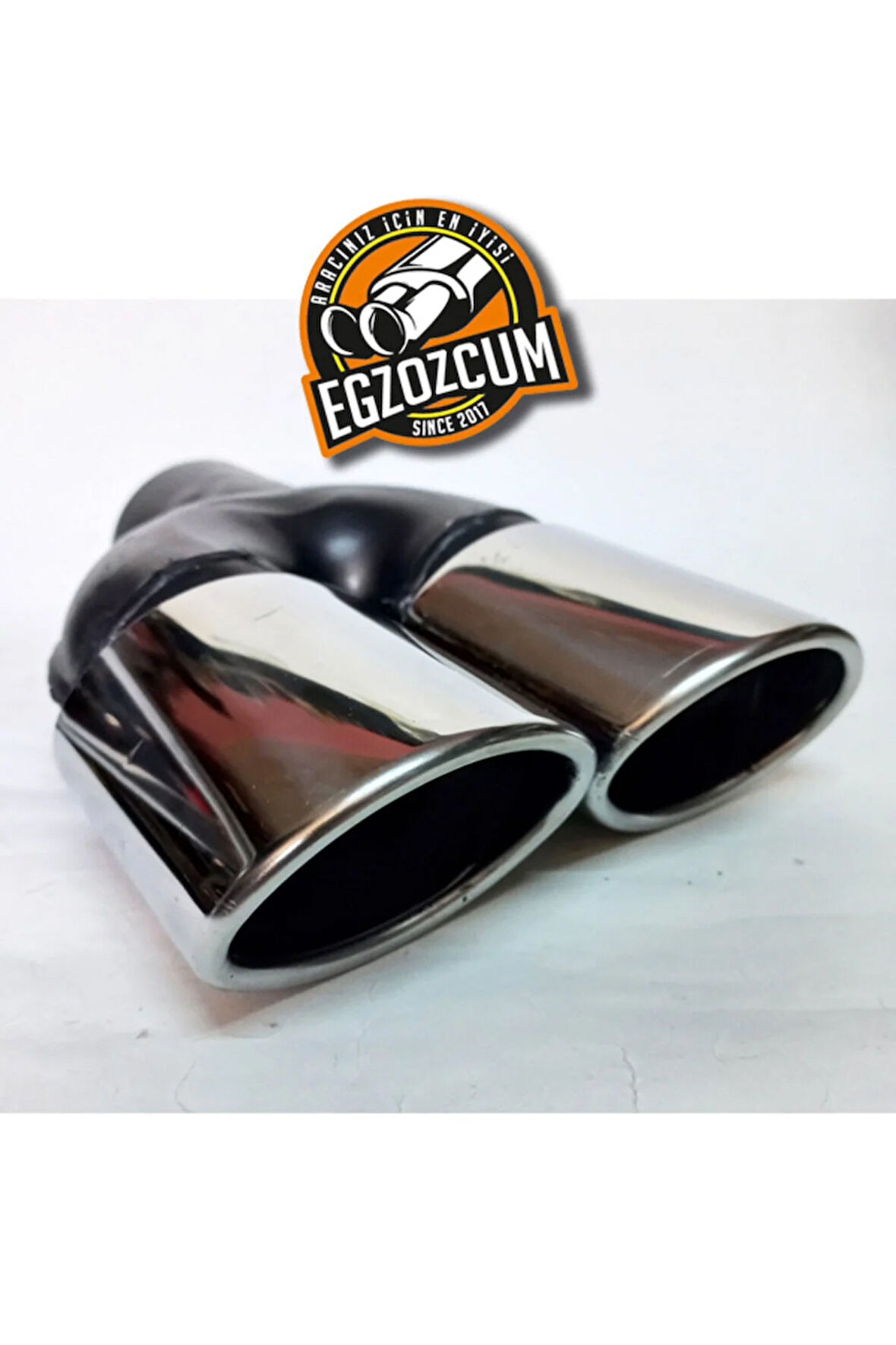 76 mm Paslanmaz krom yassı kesik eşit çiftli egzoz ucu eksoz