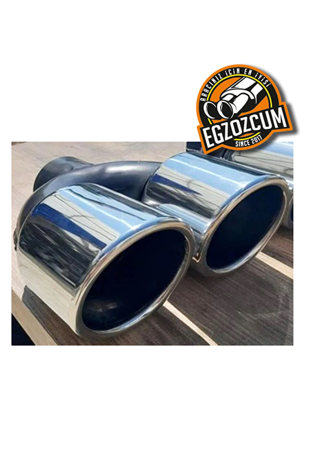 90 mm Çift çıkış eşit yuvarlak verev kesim krom sessiz egzoz ucu eksoz çıkışı 1 adet