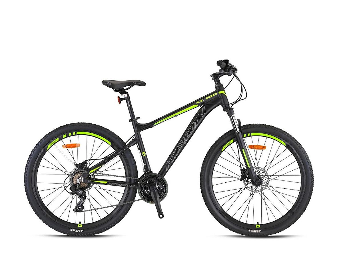 Kron XC-100 27.5 21 Vites 43 Cm Hidrolik Fren Dağ Bisikleti-Mat Siyah-Gri-Neon Sarı