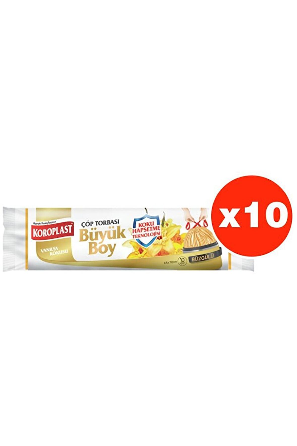 Koku Hapsetme Vanilya Büzgülü Büyük Boy 10lu Çöp Torbası X 10 Paket (65*70 Cm)