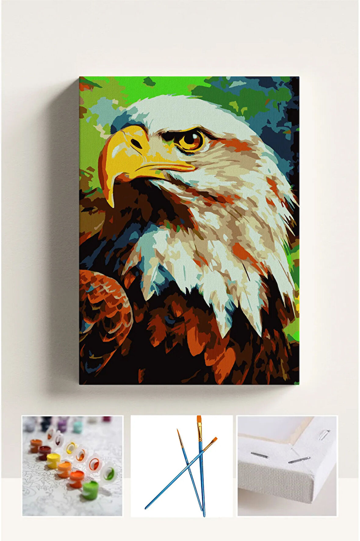 Sayılarla Boyama Çerçeveli Hobi Seti Numaralı Tuval Fırça Boya Dahil Kasnaklı 40X50 Cm