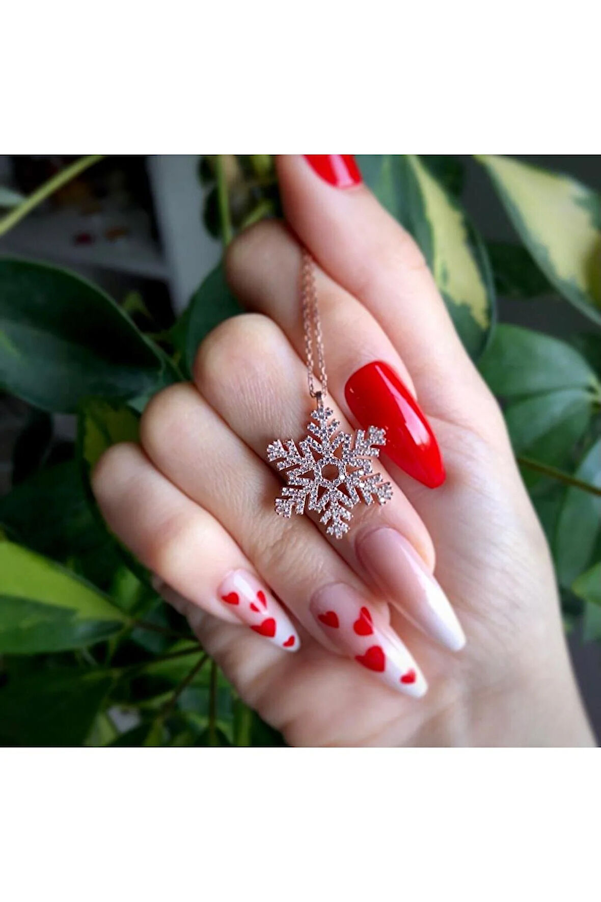 Modahilye 925 Ayar Gümüş Kar tanesi Rose Gold Kolye