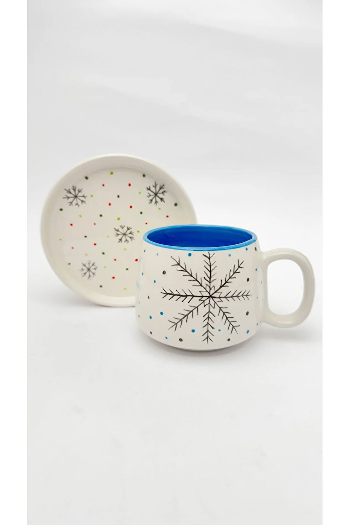 Kartanesi Double Tabaklı Kupa, Yeni Yıl, El Yapımı Seramik Kupa, Seramik Kupa, Mug, Nescafe Kupası