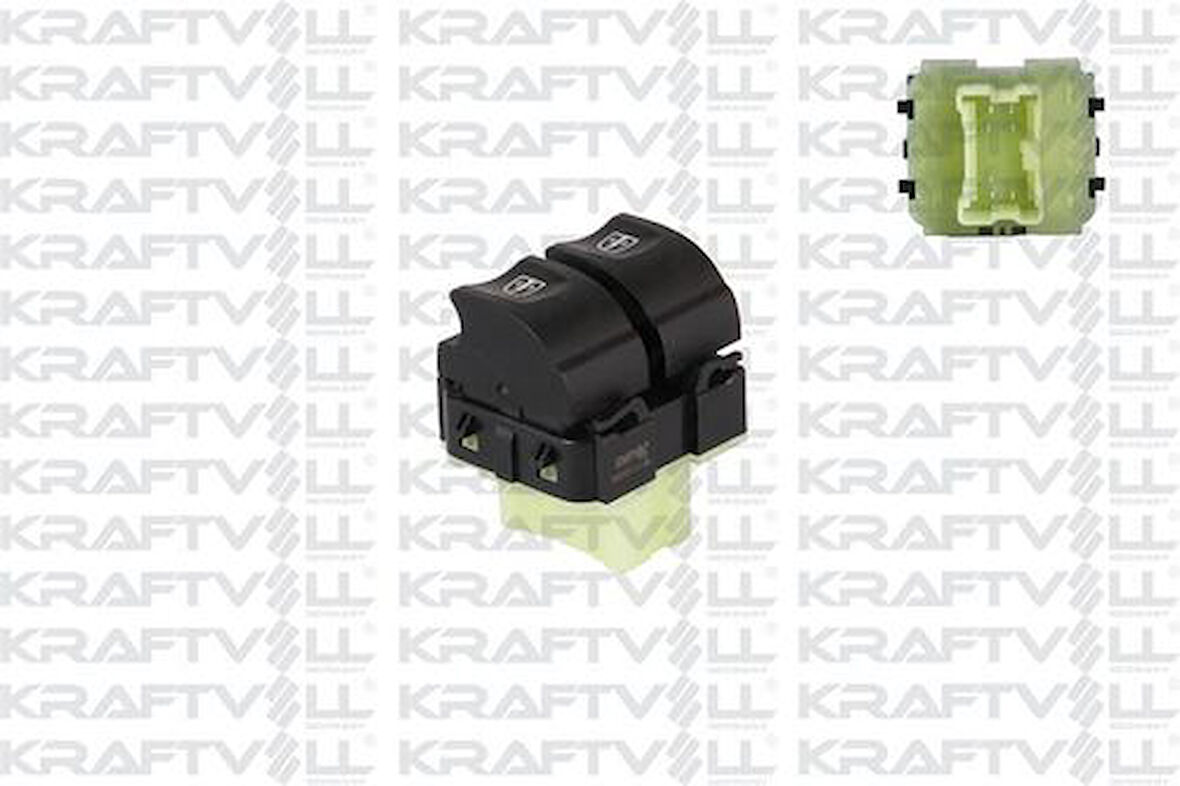 Kraftvoll 04050059 Cam Açma Kapama Anahtarı Ön Sol Çiftli Clio IV Symbol Captur Sandero Lodgy Dokker 7 Pın Beyaz Isıklı Beyaz Soket 254118044R
