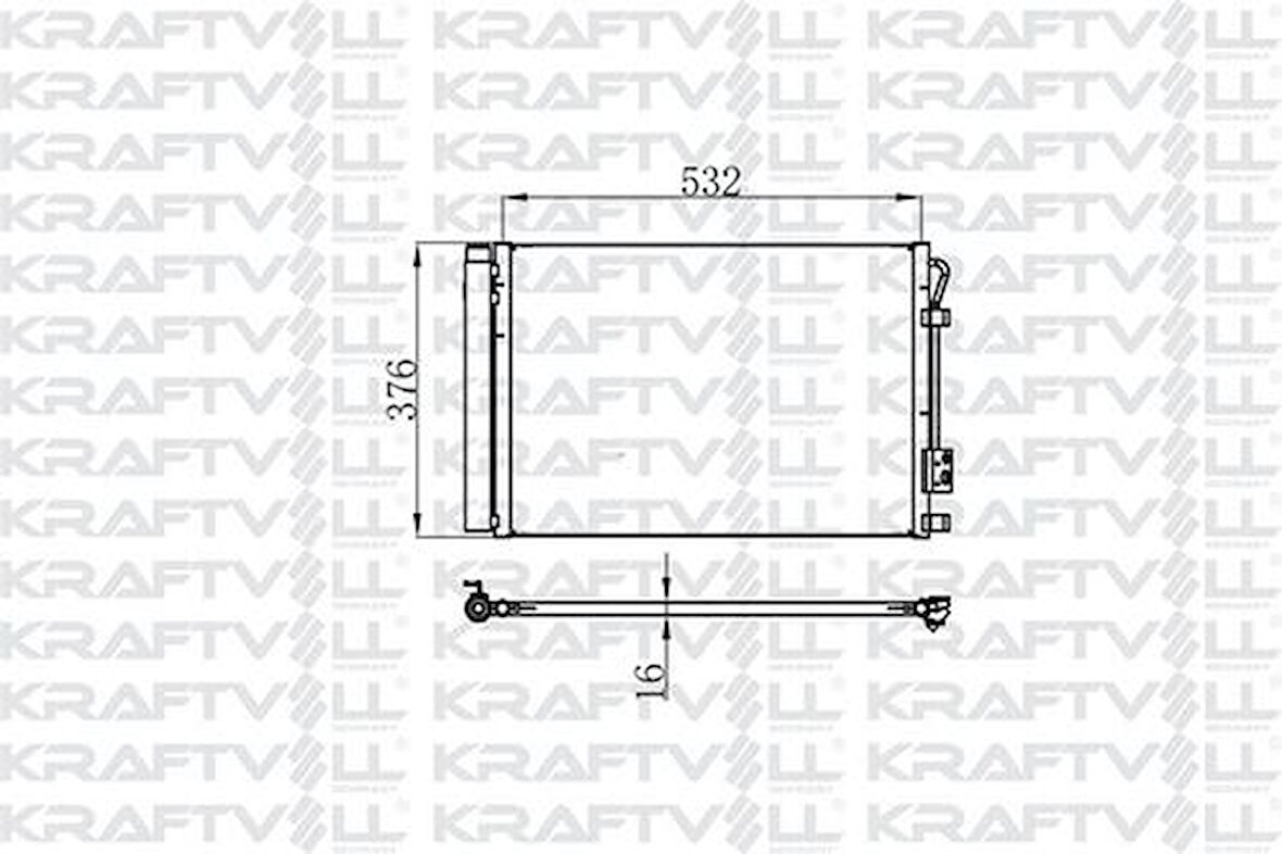 Kraftvoll 08060051 Klima Radyatörü Hyundai Accent Blue 1.4 Benzinli 2011-Kia Rio 1.4 2011-(553x369x12) 976061R000