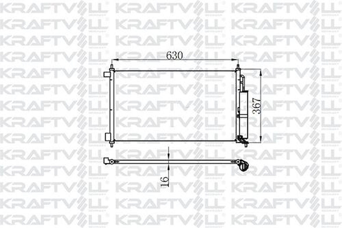 Kraftvoll 08060174 Klima Radyatörü (Kondanser) Nissan Juke 2010-Micra K12 Kasa 2003-2010 Note 2006-2012 (630x348x16) 92100AX800