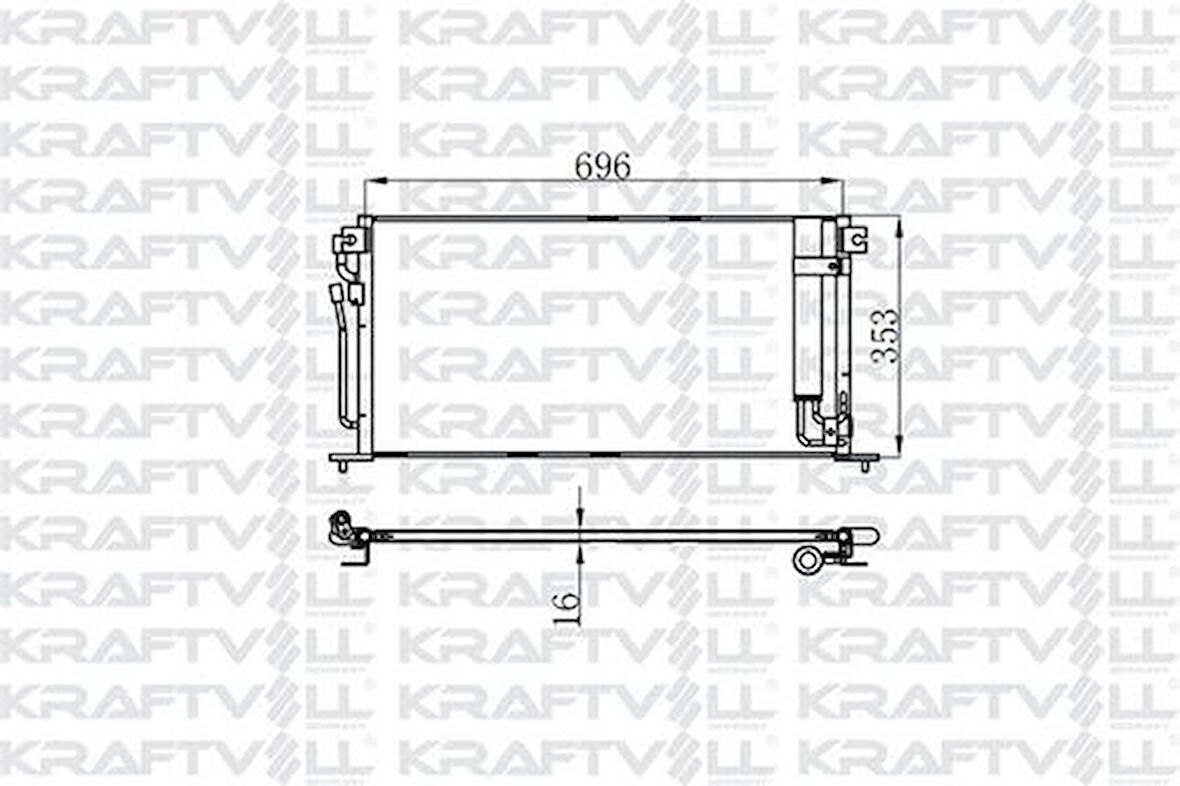 Kraftvoll 08060194 Klima Radyatörü Mitsubishi Lancer 03-07 (675x334.4x16) MN151100