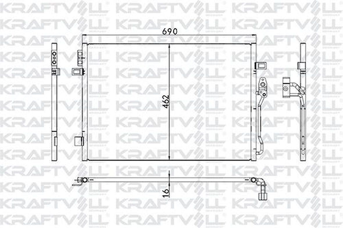 Kraftvoll 08060219 Klima Radyatörü Dodge Journey 08-Otomatik 68038244AA