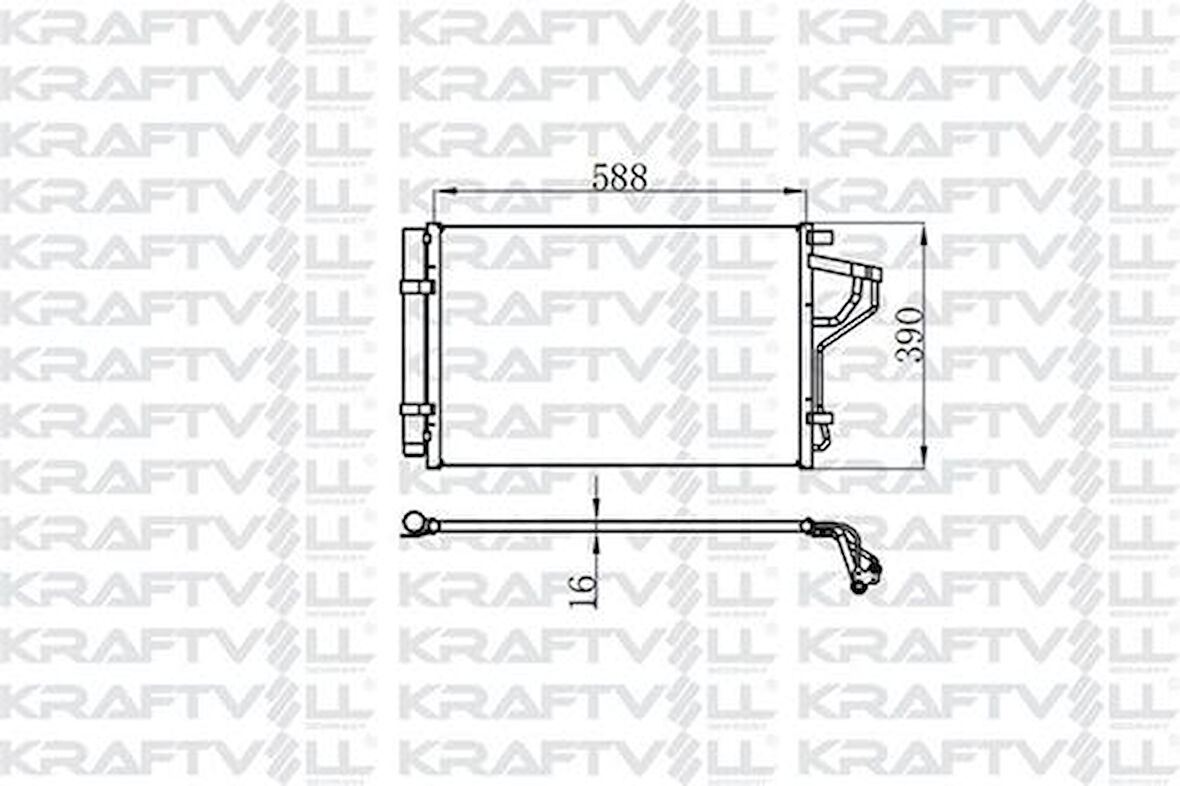 Kraftvoll 08060230 Klima Radyatörü Hyundai Elantra 1.6 2014-I30 1.6 2015-6 İleri Vites 976063X600