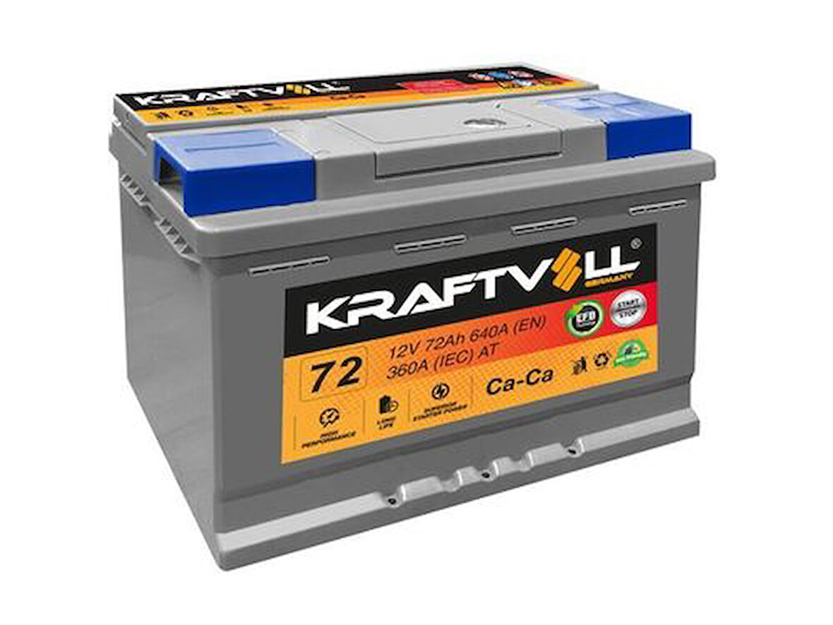 Kraftvoll 18050002 Akü 12V 72 Ah 720A Start Stop Efb L3T (175x275x190) 