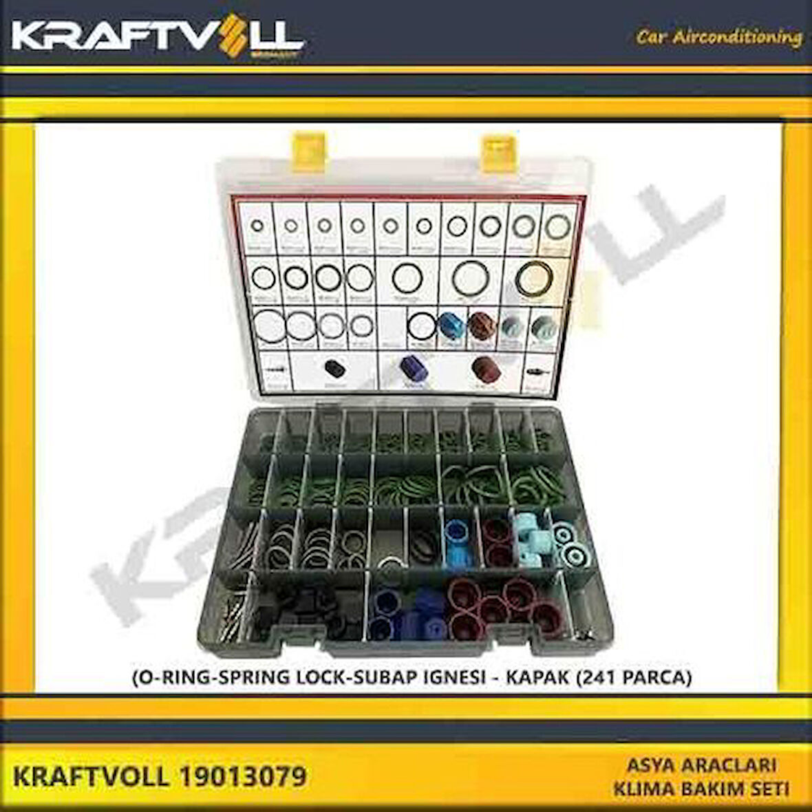 Kraftvoll 19013079 Asya Araçları Klima Bakım Seti-(O-Ring-Sprıng Lock-Subap Ignesı-Kapak (241 Parça) 