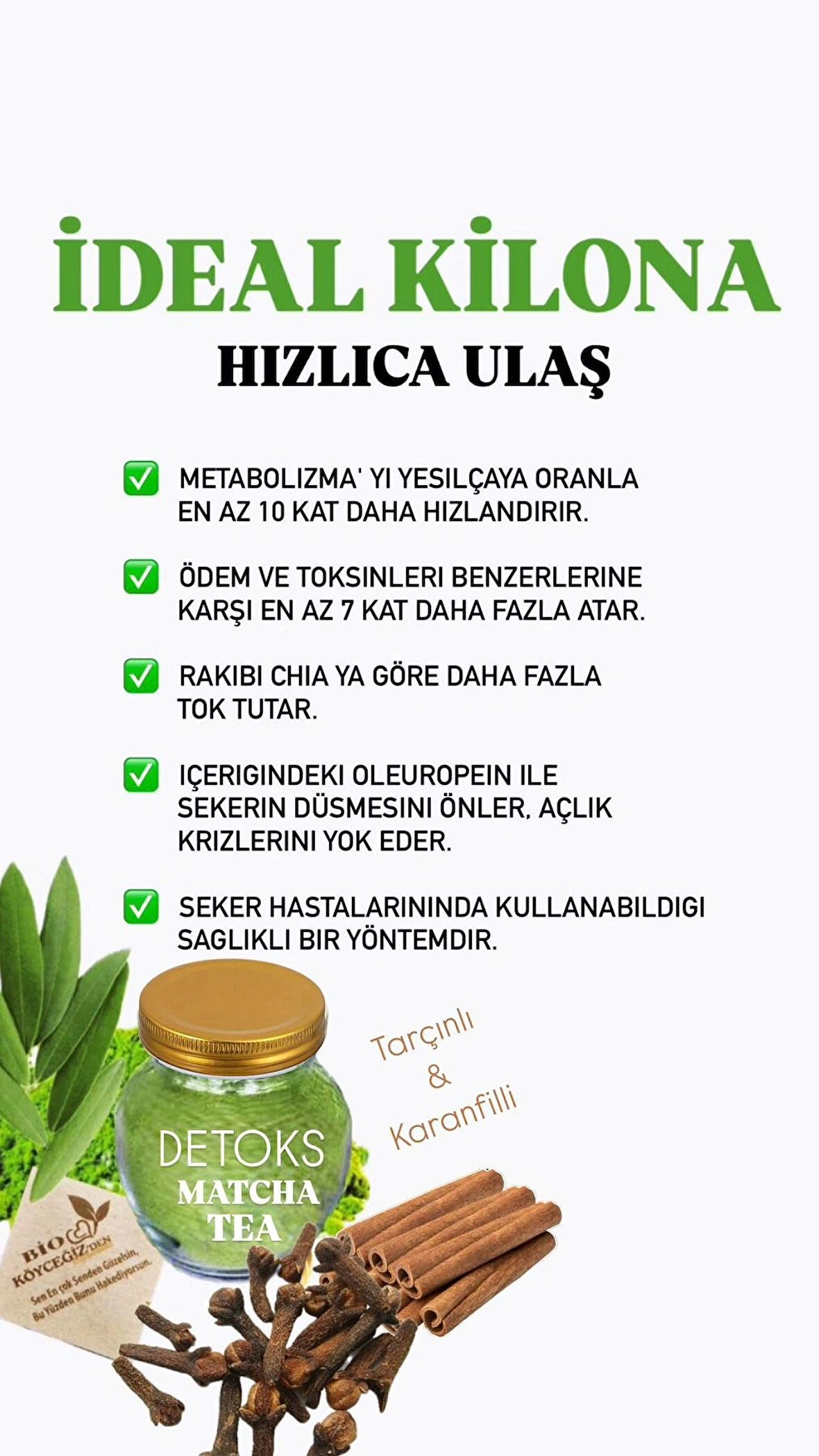 Mucizevi Matcha / Detox Tarçınlı-karanfilli ( Saf-pure %100 Organik )