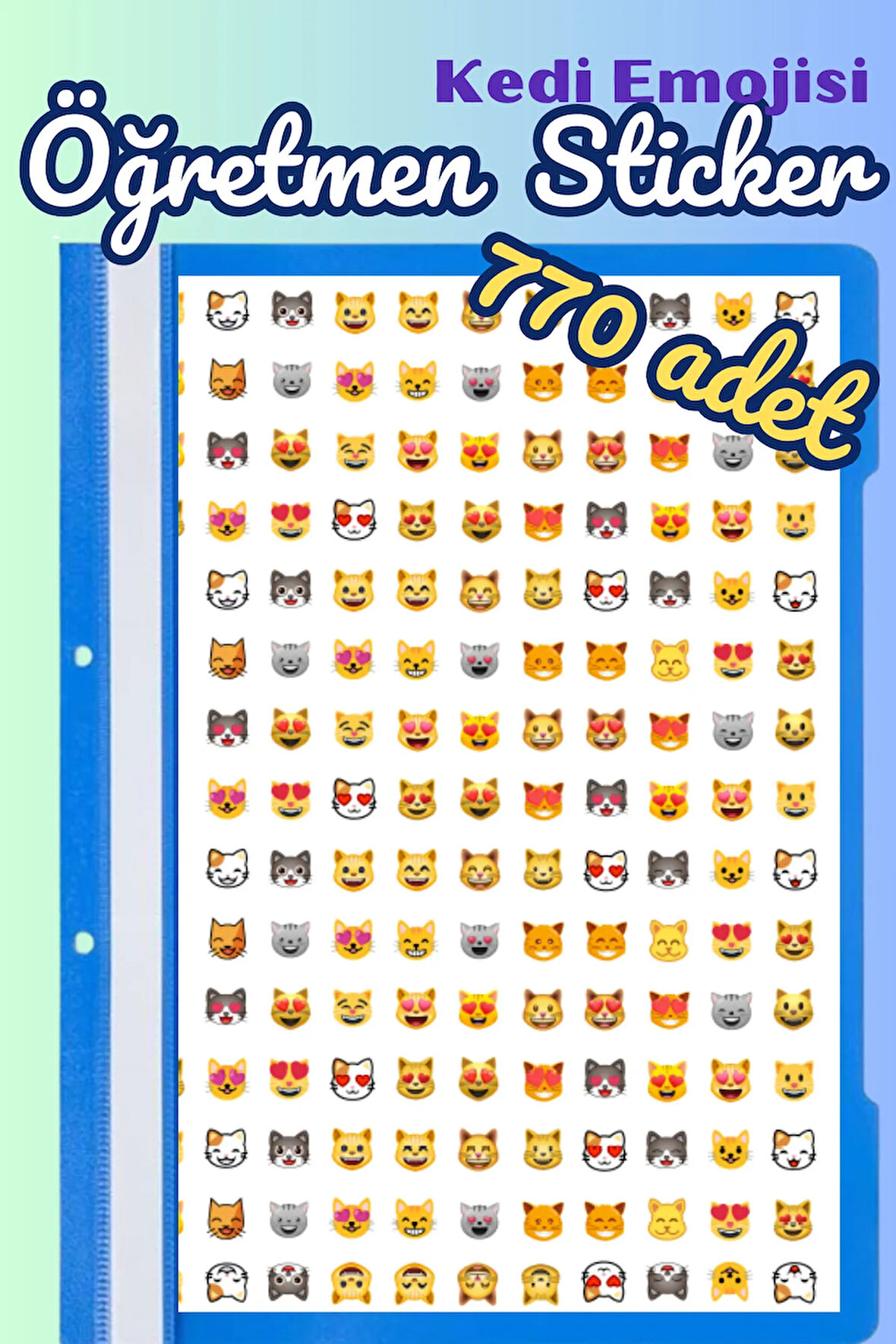 Öğretmenler Için Motivasyon Sticker Seti 770 Adet Karışık Kedi Emoji