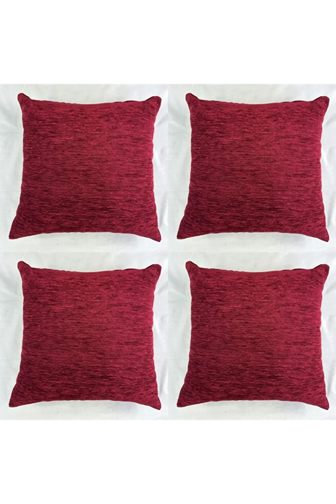 Kırmızı Şönil Düz 4'lü Kırlent Kılıfı 40x40