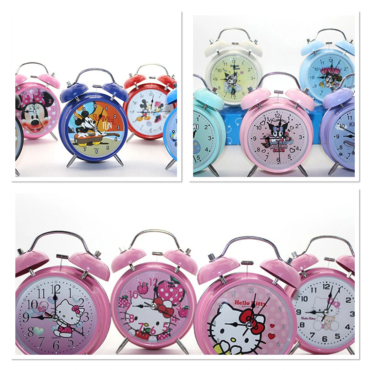 Leyloş Kuromi, Hello Kitty, Mickey Mouse Masa Üstü Çalar Saat