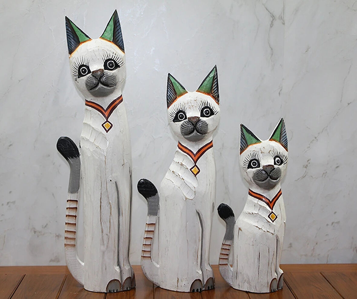 Leyloş Ahşap 3'lü Kedi Seti 50 Cm