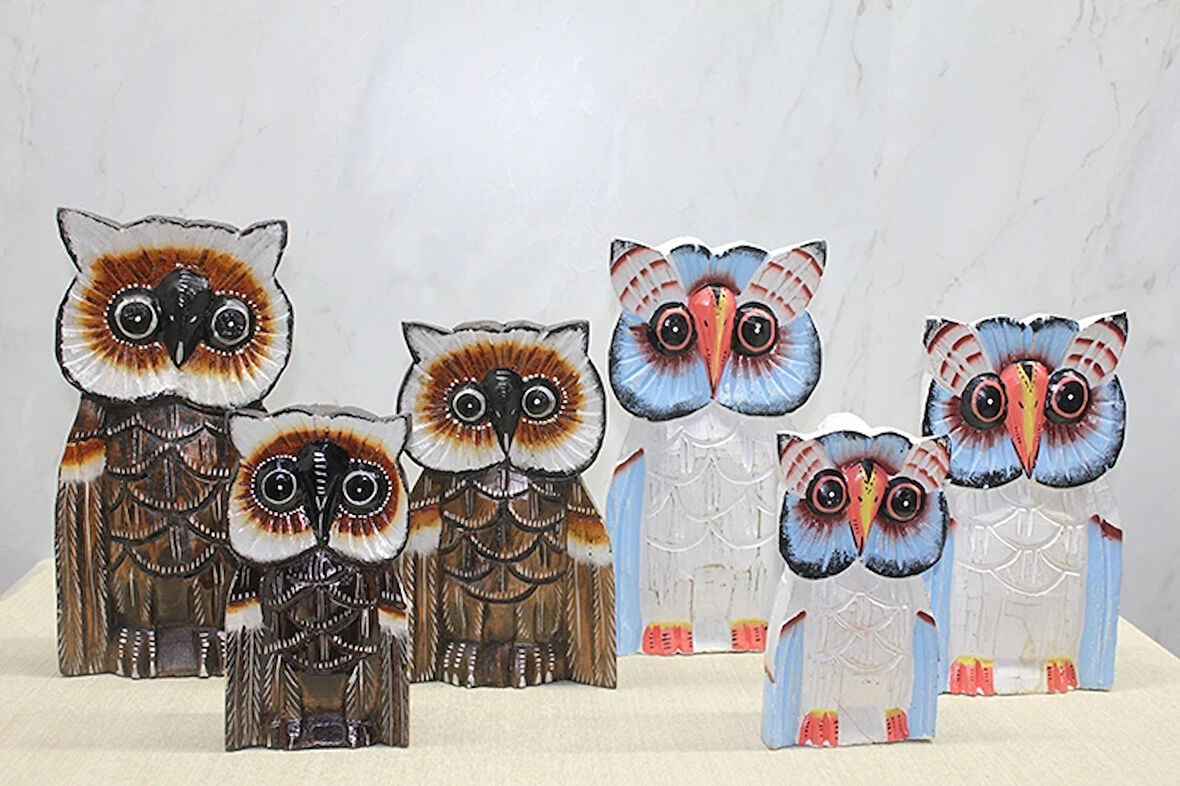 Leyloş Ahşap 3'lü Baykuş Seti 30 Cm
