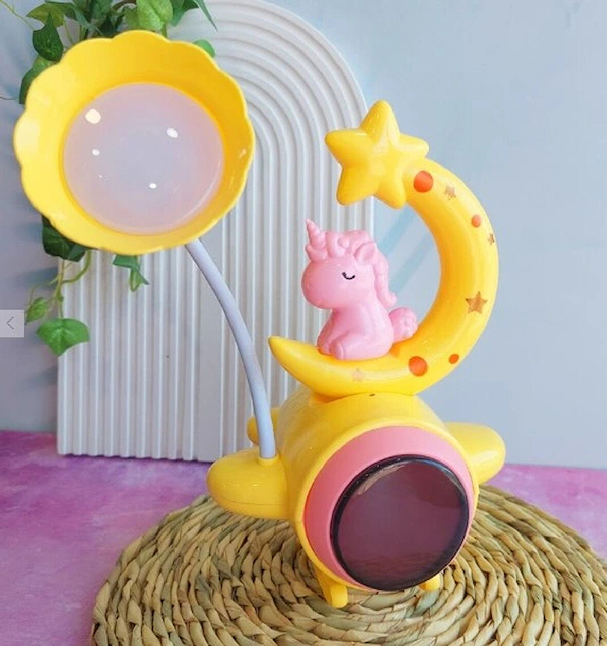 Leyloş Çocuk Odası Ay Ve Unicorn Desenli Gece Lambası
