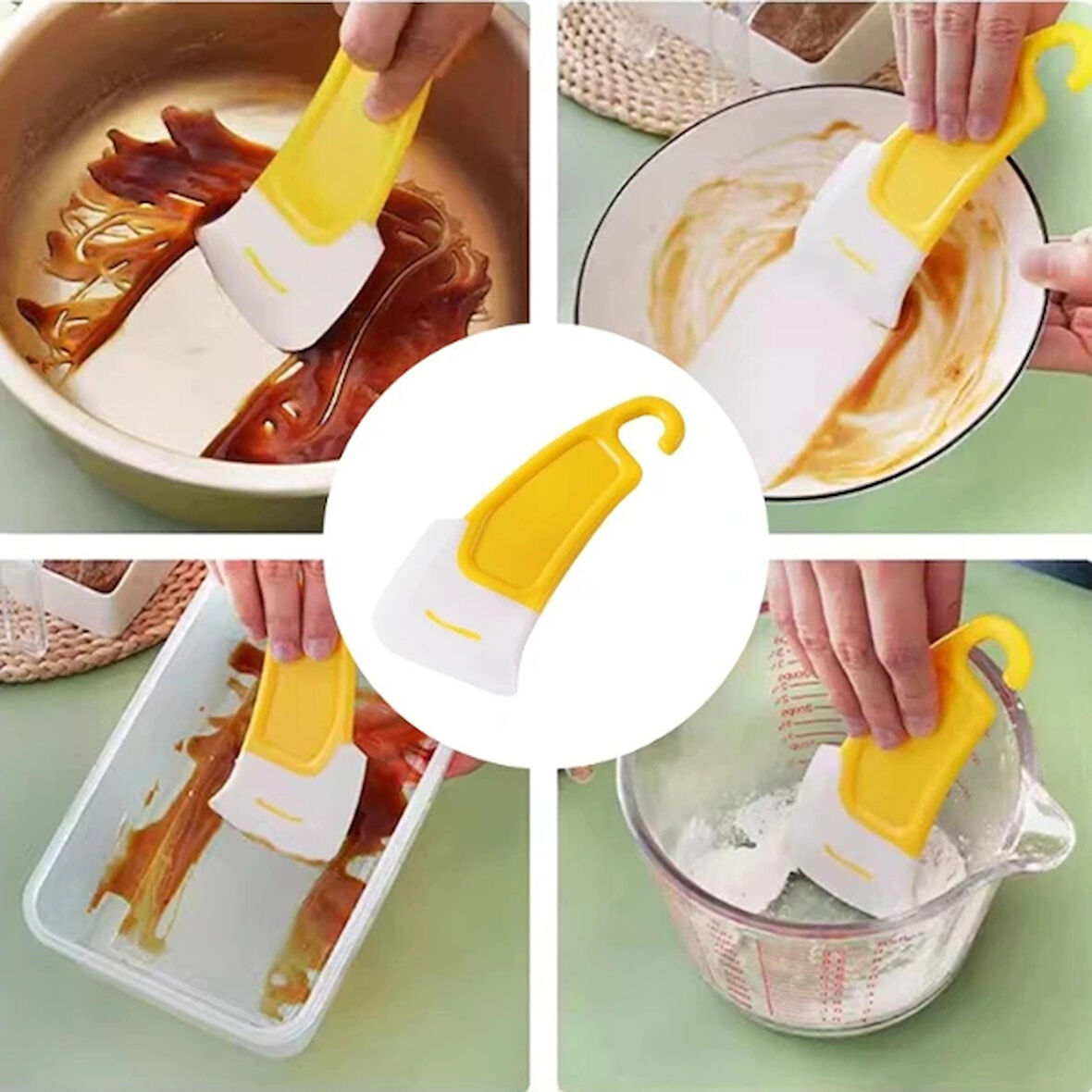 Leyloş Silikon Uçlu Bulaşık Temizleme Kazıyıcı Spatula