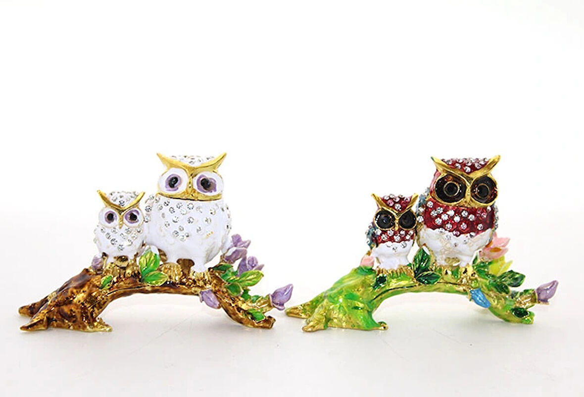Leyloş Swarovski Dal Üstünde 2'li Baykuş