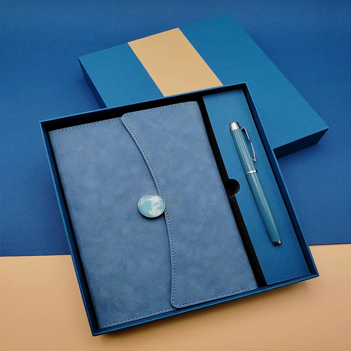 Leyloş Promosyon Defter Kalem Seti Mavi Renk
