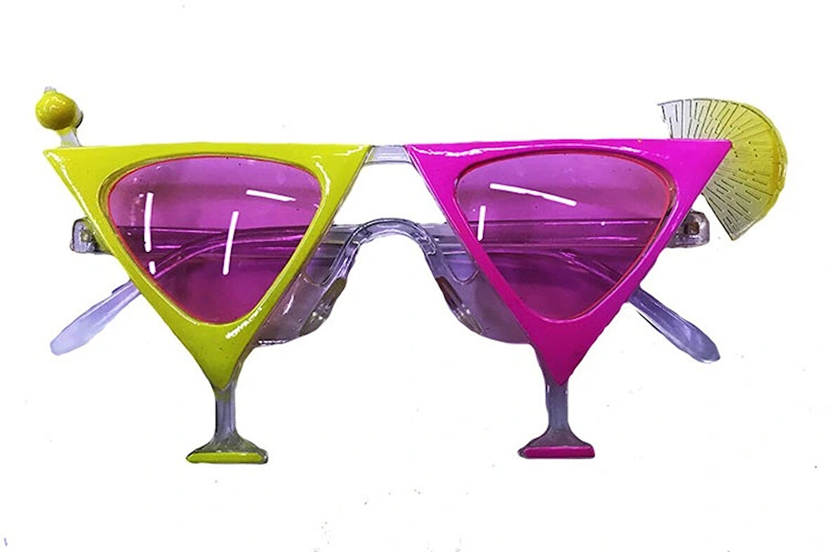 Leyloş Sarı Pembe Renk Martini Parti Gözlüğü