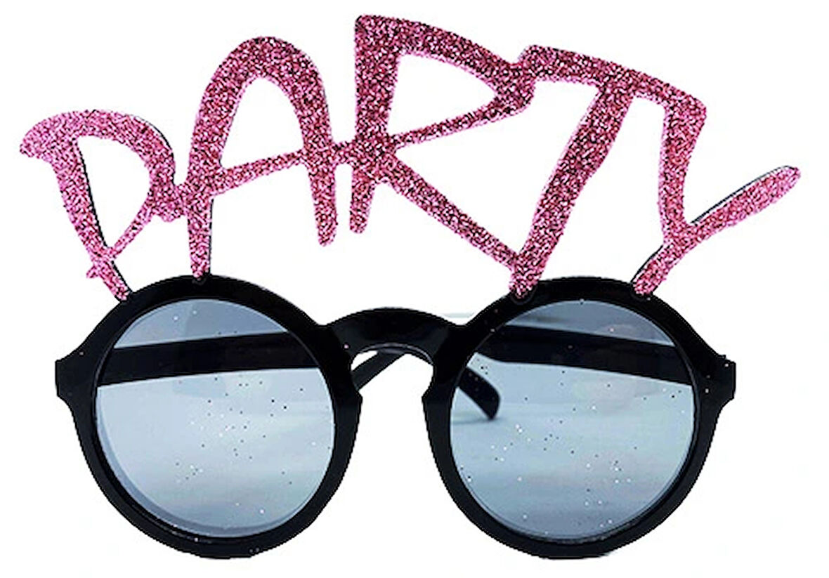 Leyloş Party Yazılı Simli Pembe Renk Parti Gözlüğü