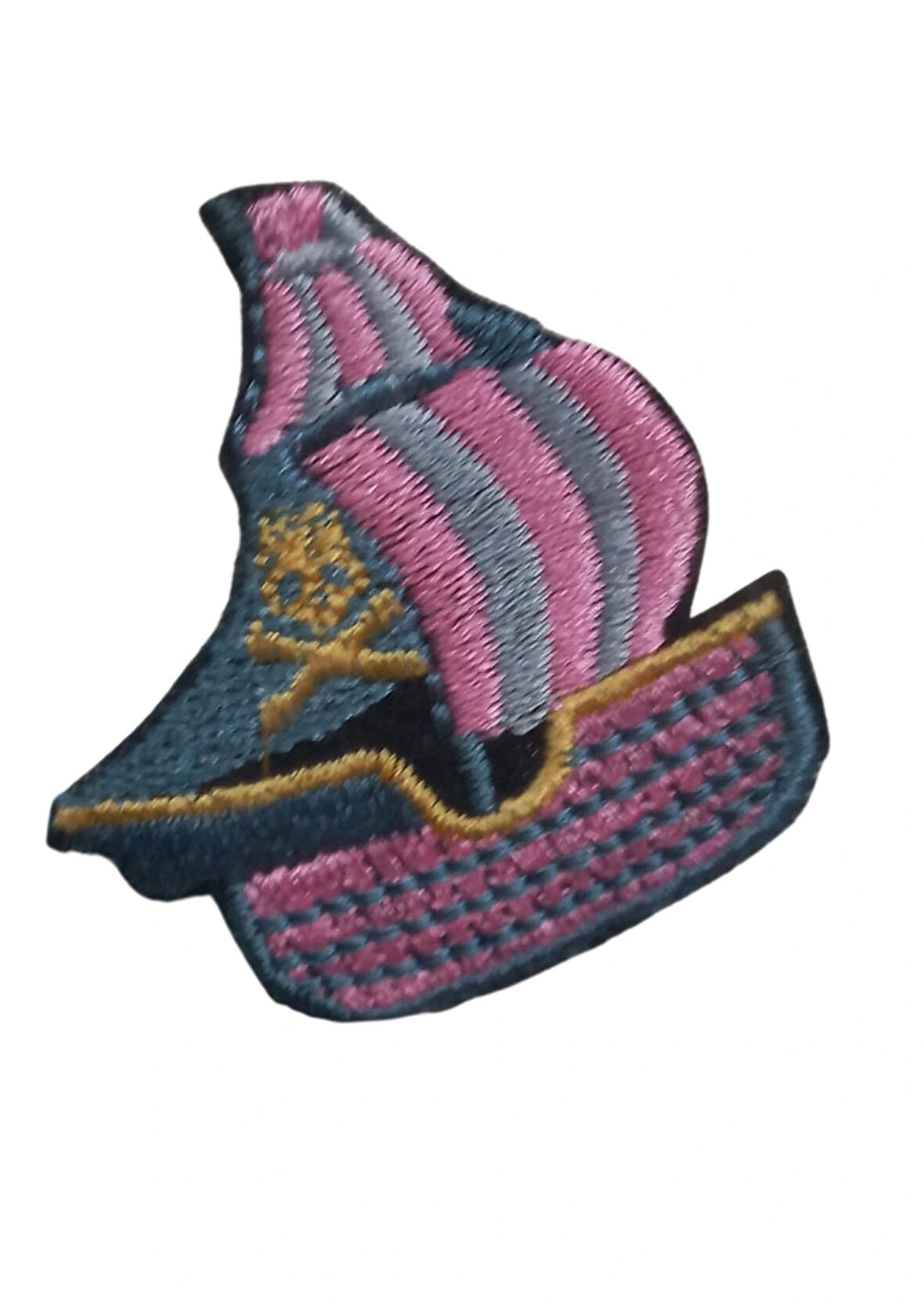 Aplike Ütü İle Yapışan Yelkenli Pembe Arma 4x3 Cm