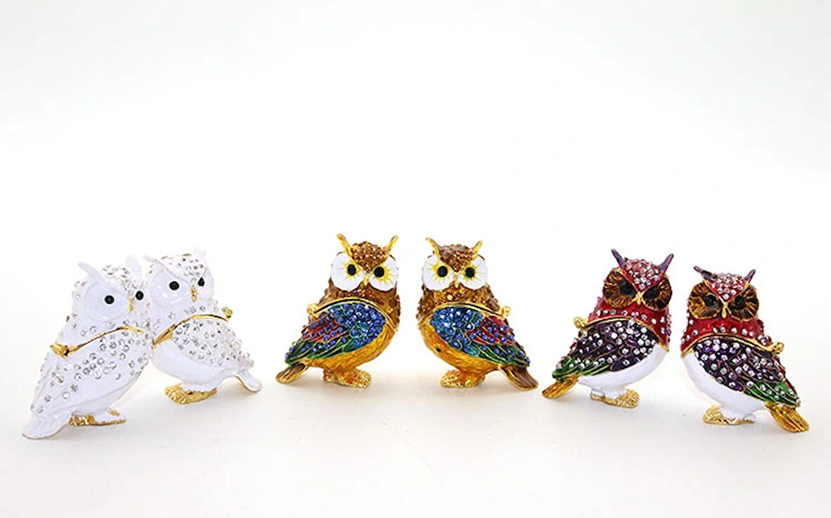 Leyloş Swarovski 2'li Baykuş Model 1