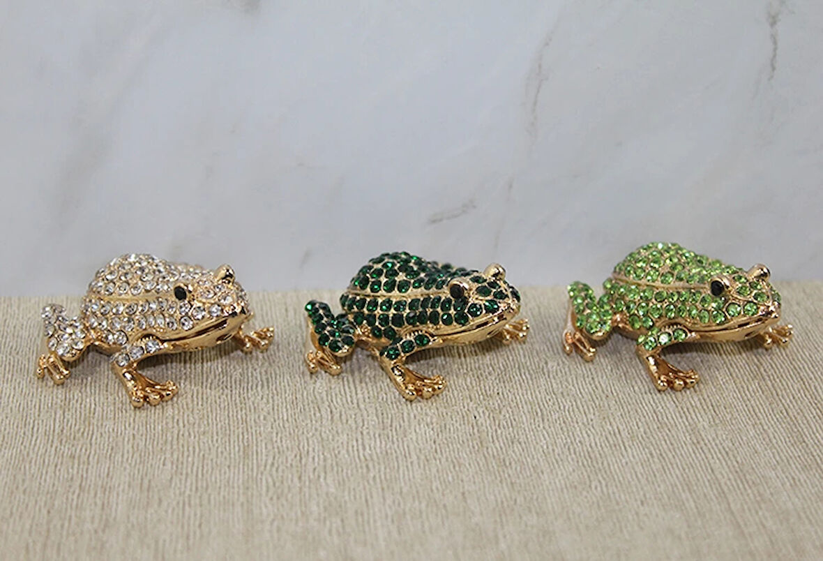 Leyloş Swarovski Taşlı Minik Figür - Kurbağa Model 2
