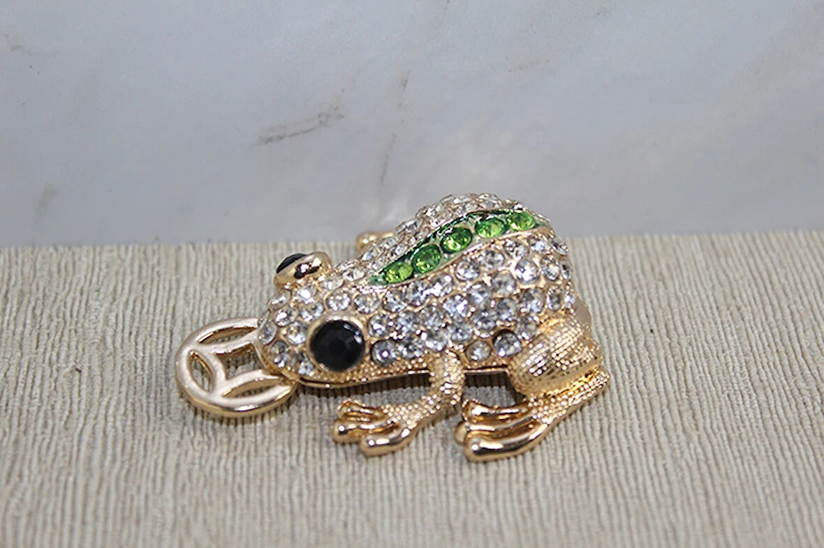 Leyloş Swarovski Taşlı Minik Figür - Kurbağa