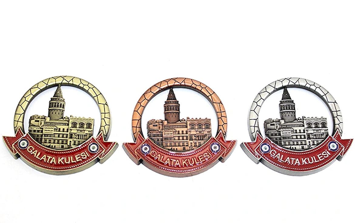Leyloş İstanbul Temalı Metal Magnet Galata Kulesi Yuvarlak Tasarım