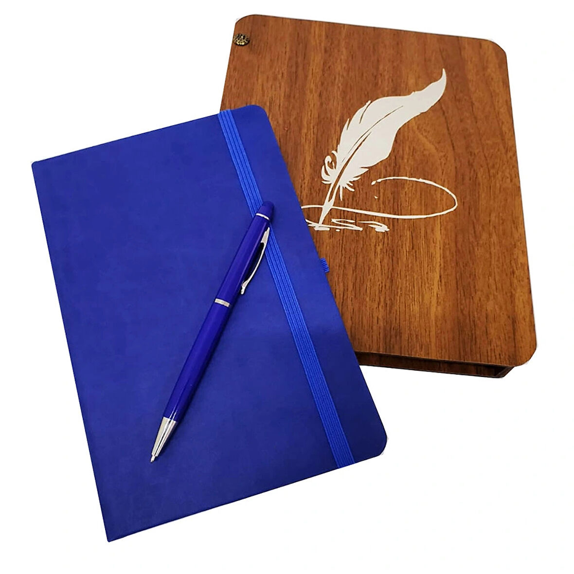 Leyloş Ahşap Kutulu Defter Ve Kalem Seti