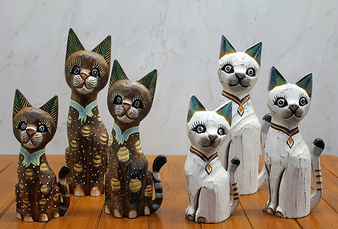 Leyloş Ahşap 3'lü Kedi Seti 30 Cm