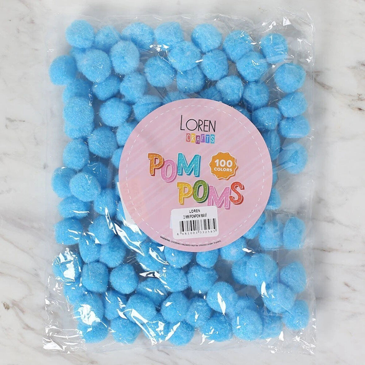 Loren Crafts 2 Cm 100 Adet Mavi Ponpon
