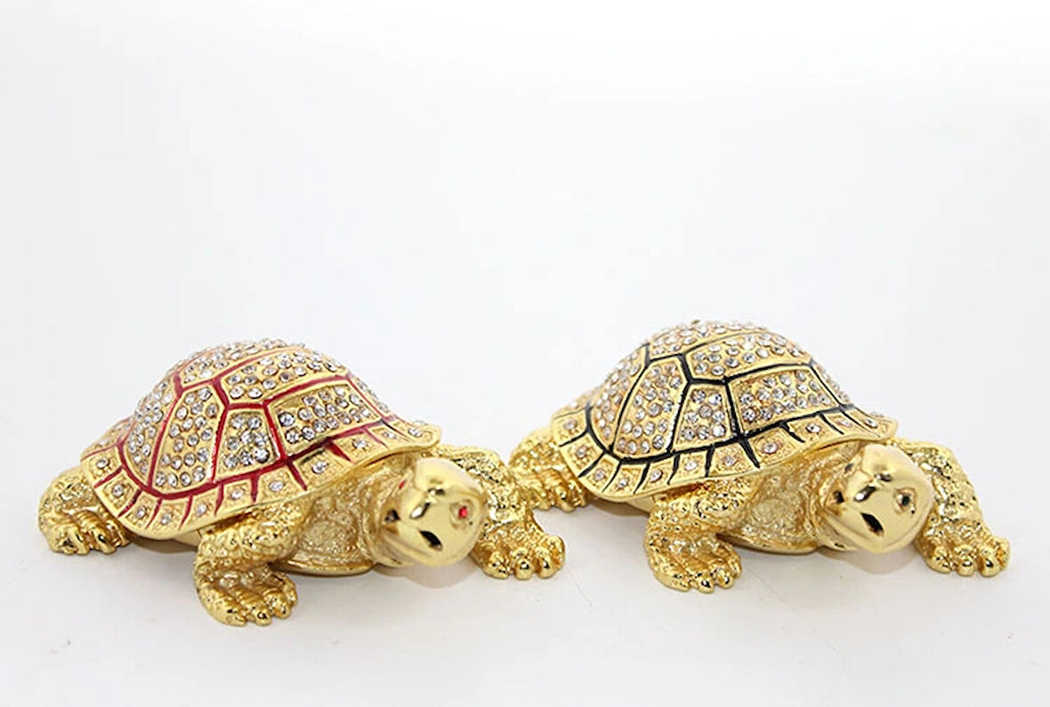 Leyloş Swarovski Taşlı Kaplumbağa Figürü Model 1