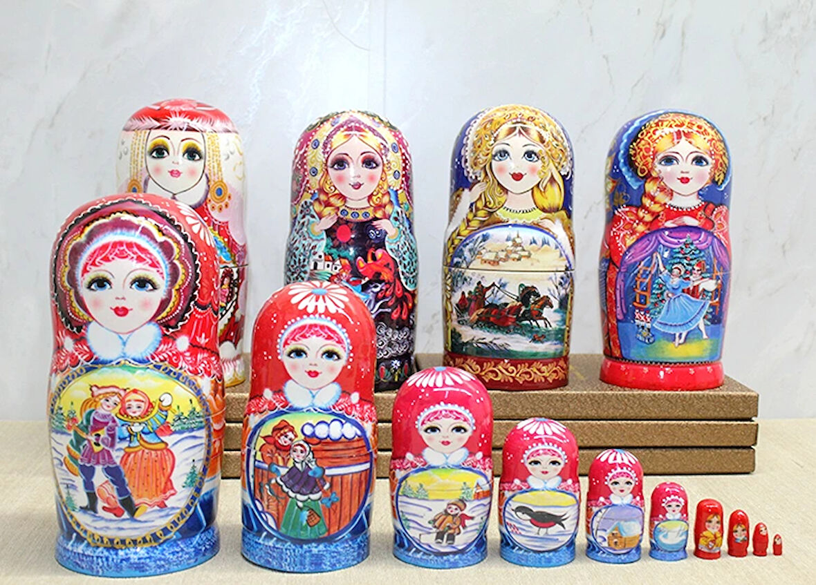 Leyloş 10'lu Ahşap Matruşka Seti