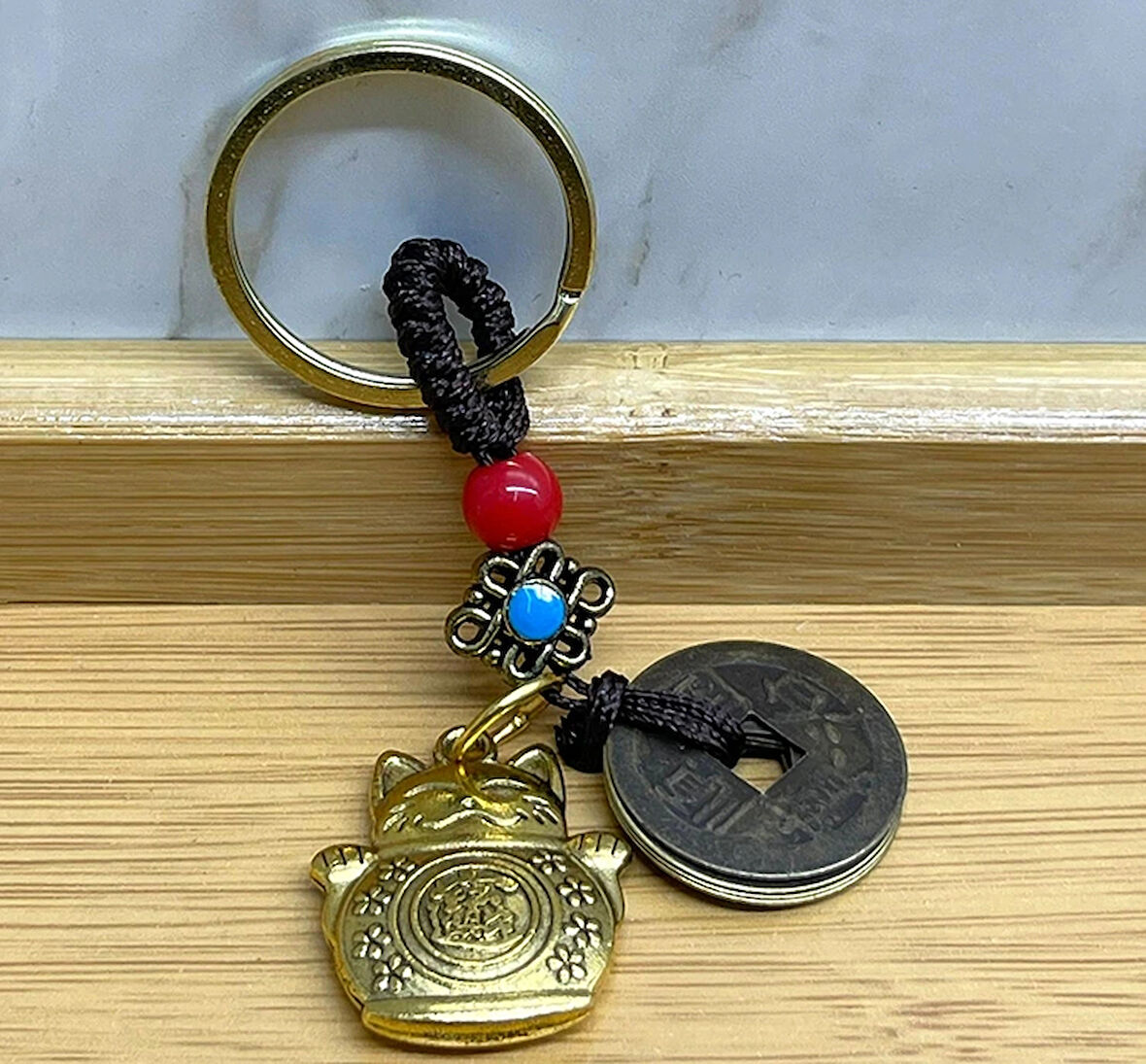 Leyloş Metal Şans Ve Bereket Kedisi Anahtarlık Model 4