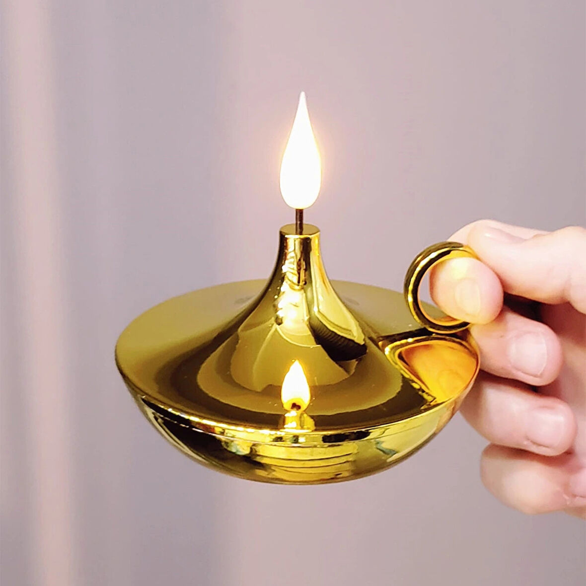 Leyloş Dekoratif Gold Pilli Mum Lamba