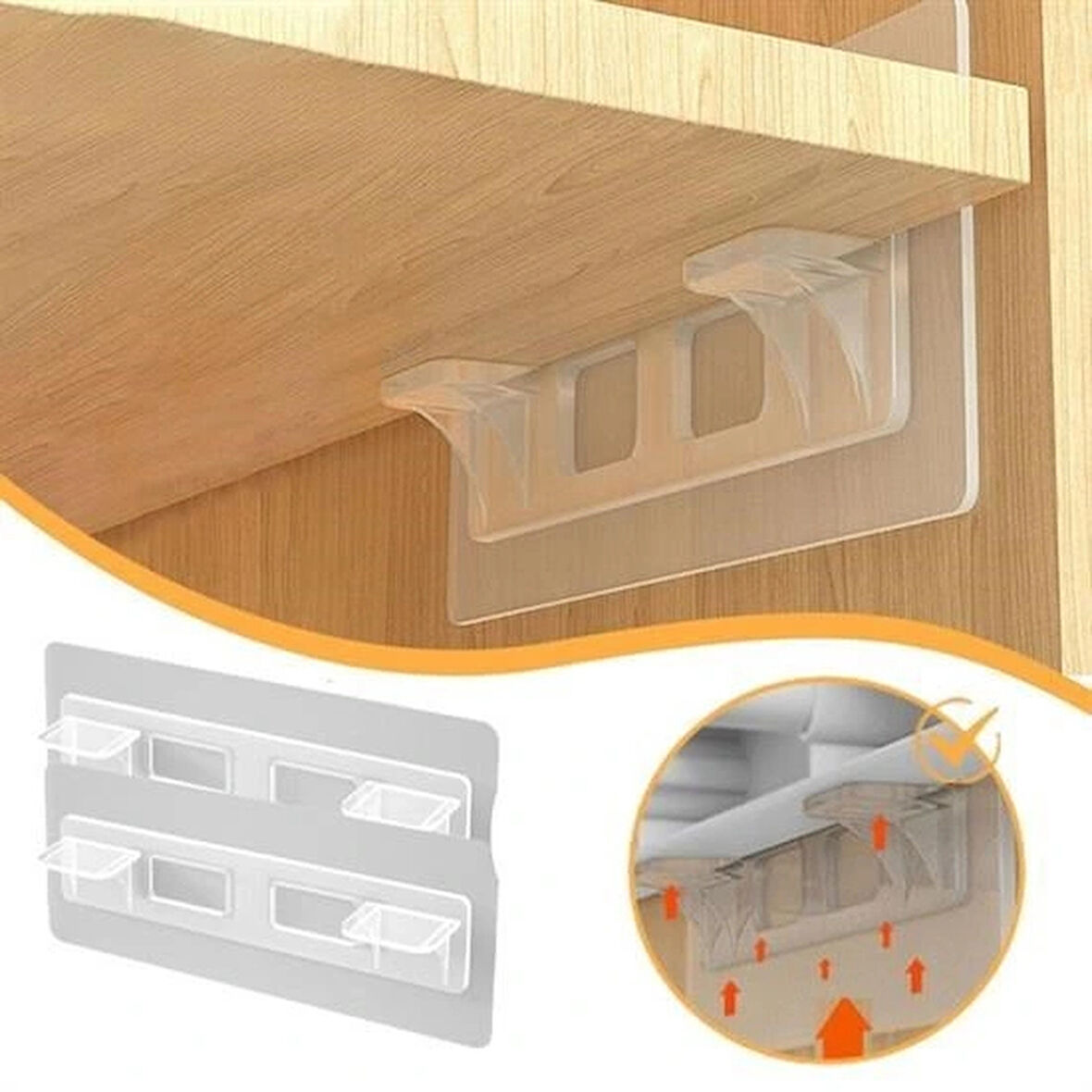 Buffer® Dolap İçi Raflar İçin 4'lü Plastik Güçlü Yapışkanlı Raf Destek Aparatı