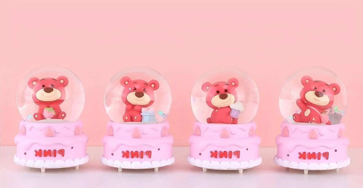 Leyloş Ayıcıklı Işıklı Kar Küresi 7 Cm