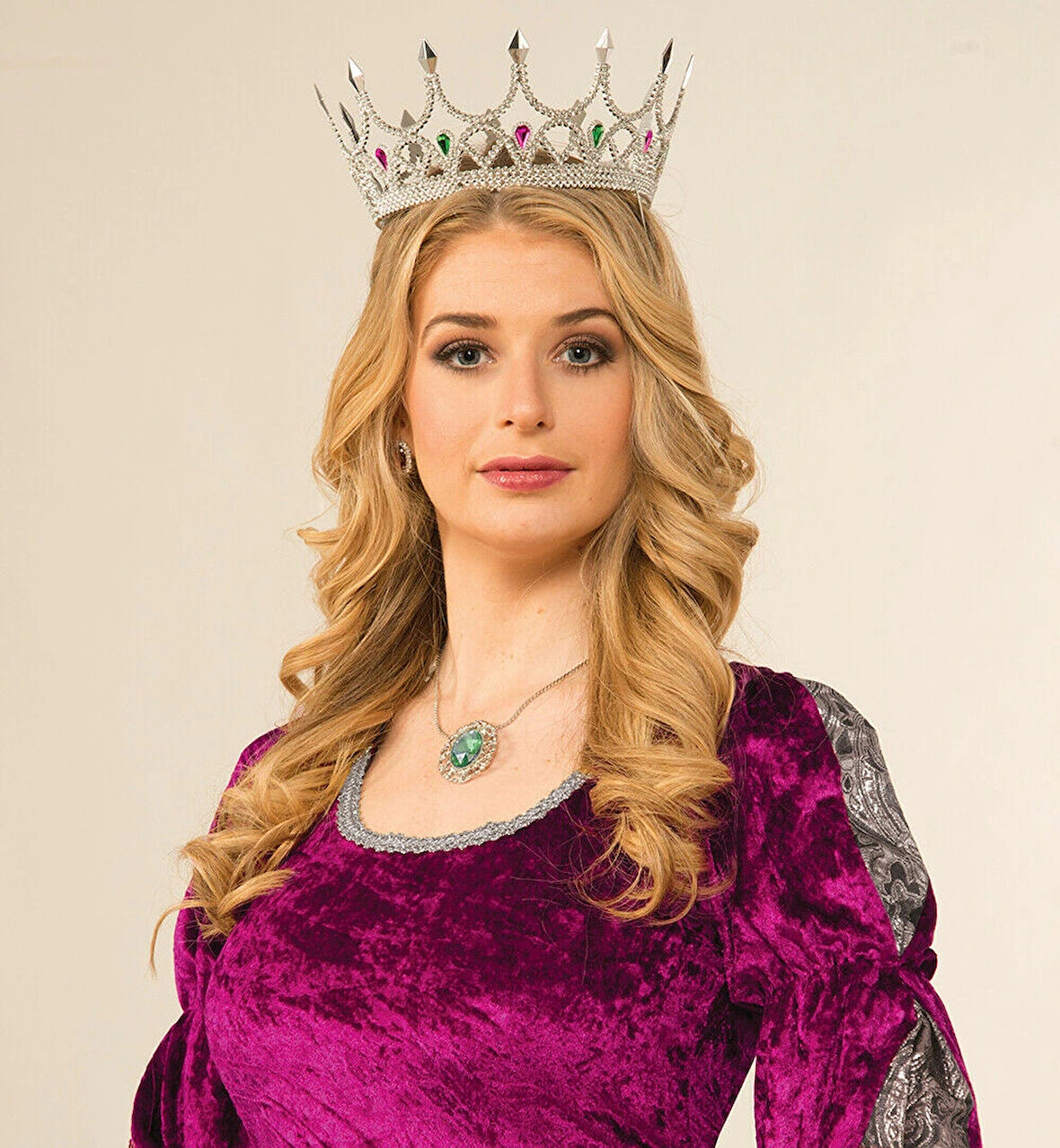 Leyloş Taşlı Rönesans Kraliyet Gümüş Renk Kraliçe Tacı