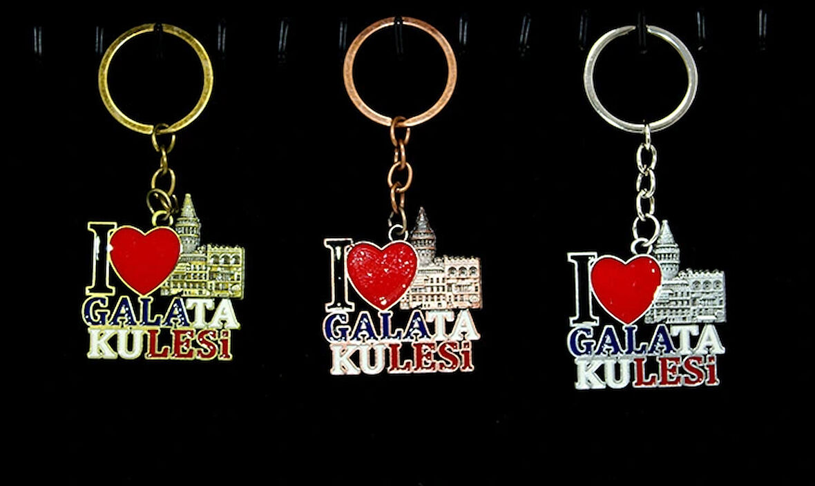Leyloş Metal Galata Kulesi Anahtarlık (ı Love Galata Kulesi)