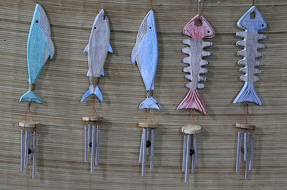 Leyloş Ahşap Balıklı Metal Çan