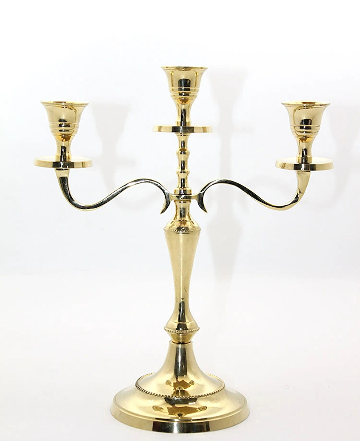 Leyloş Pirinç 3'lü Şamdan Model 1