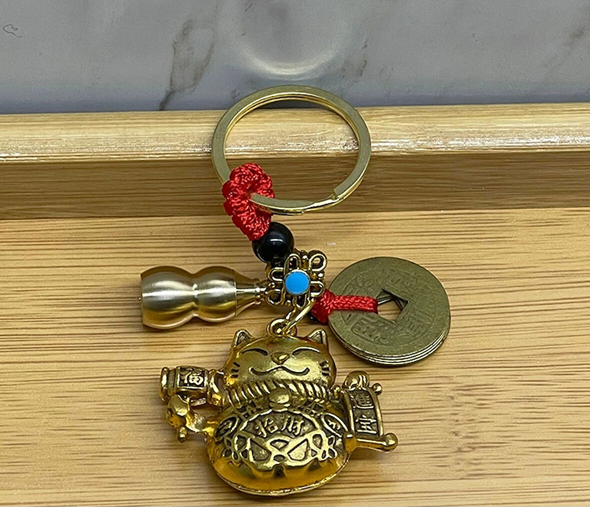 Leyloş Metal Şans Ve Bereket Kedisi Anahtarlık Model 1
