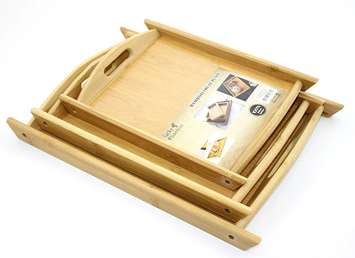 Leyloş 3'lü Bambu Tepsi Model 1