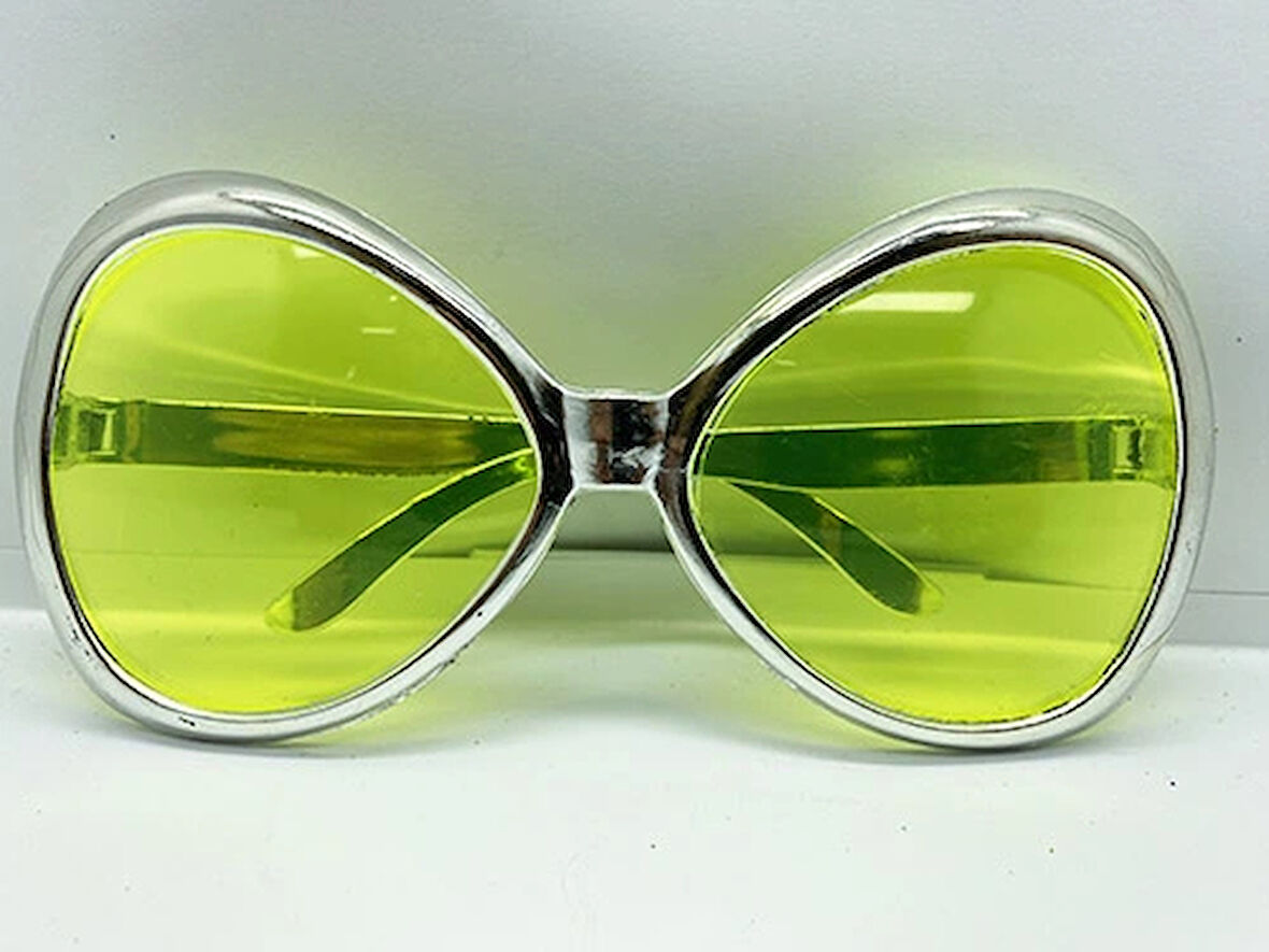Leyloş Gümüş Renk Yeşilçam Nostalji 80li Yıllar 90lı Yıllar Parti Gözlüğü  7x16 Cm
